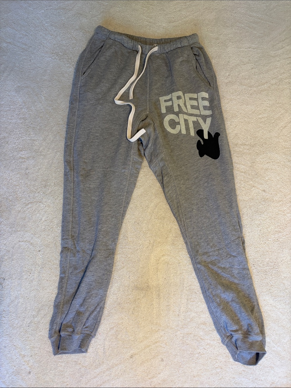freecity Light Grey Logo Joggers, Size Small